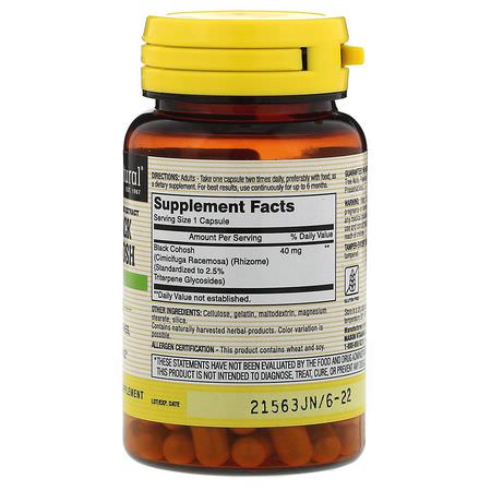 Black Cohosh, Homeopati, Örter: Mason Natural, Black Cohosh, Standardized Extract, 60 Capsules