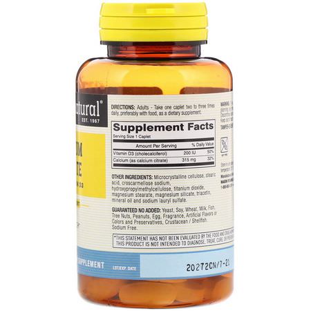 D3 Cholecalciferol, D-Vitamin, Vitaminer, Kosttillskott: Mason Natural, Calcium Citrate Plus Vitamin D3, 60 Caplets