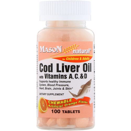 Mason Natural, Chewable Cod Liver Oil, with Vitamins A, C, & D, Orange Flavor, 100 Tablets Review