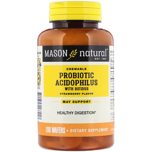 Mason Natural, Chewable Probiotic Acidophilus with Bifidus, Strawberry Flavor, 100 Wafers Review
