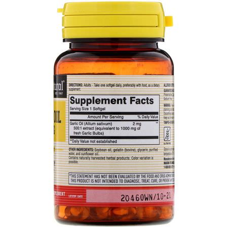 Vitlök, Homeopati, Örter: Mason Natural, Garlic Oil, 1000 mg, 100 Softgels