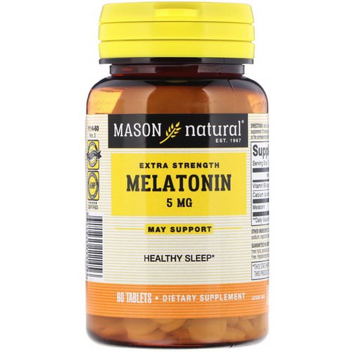 Mason Natural, Melatonin, Extra Strength, 5 mg, 60 Tablets Review