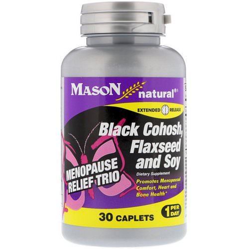 Mason Natural, Menopause Relief Trio, Black Cohosh, Flaxseed and Soy, 30 Caplets Review