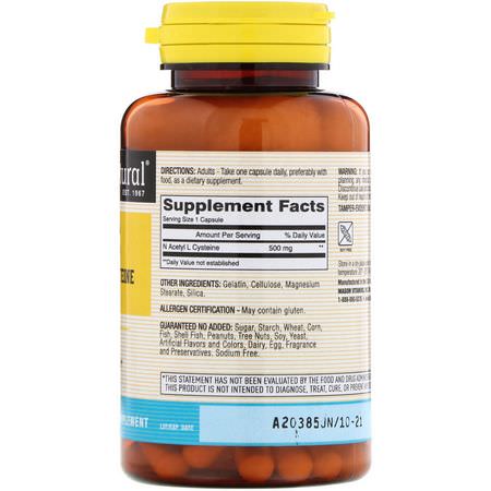 N-Acetyl Cystein Nac, Antioxidanter, Kosttillskott: Mason Natural, NAC N-Acethyl-L-Cysteine, 500 mg, 60 Capsules