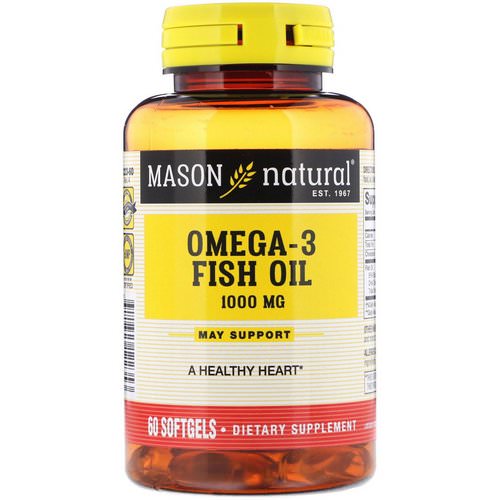 Mason Natural, Omega-3 Fish Oil, 1000 mg, 60 Softgels Review