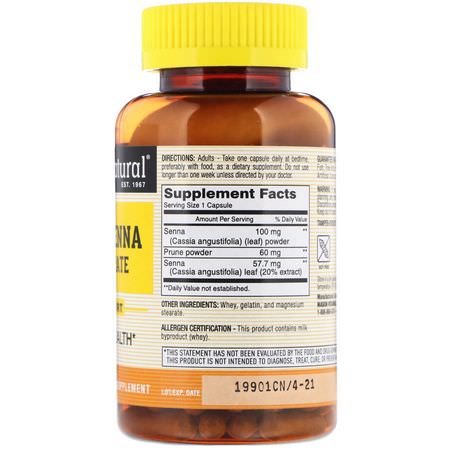 Senna Blad, Homeopati, Örter: Mason Natural, Prune Senna Concentrate, 100 Capsules