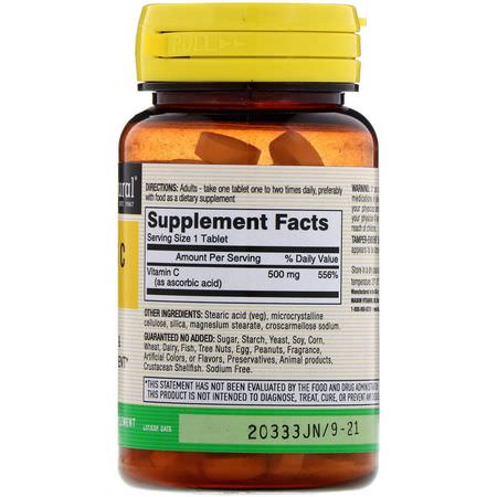 Flu, Hosta, Kall, Askorbinsyra: Mason Natural, Vitamin C, 500 mg, 100 Tablets