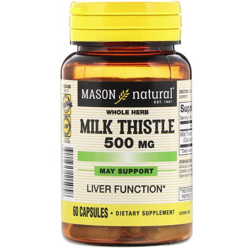 Mason Natural, Whole Herb Milk Thistle, 500 mg, 60 Capsules Review