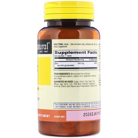 Influensa, Hosta, Förkylning, Zink: Mason Natural, Zinc, 100 mg, 100 Tablets