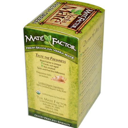 Yerba Mate Tea, Yerba Mate, Homeopati, Örter: Mate Factor, Organic Yerba Mate, Fresh Green, 24 Tea Bags, 2.96 oz (84 g)