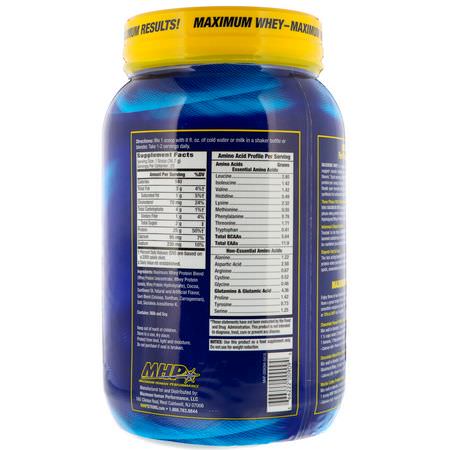 Vassleprotein, Idrottsnäring: MHP, Maximum Whey, Milk Chocolate, 2.02 lbs (917.5 g)