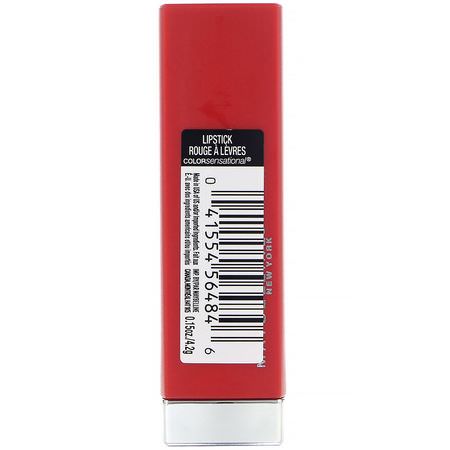 Läppstift, Läppar, Smink: Maybelline, Color Sensational, Made For All Lipstick, 382 Red for Me, 0.15 oz (4.2 g)