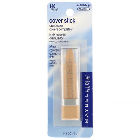 Concealer, Face, Makeup: Maybelline, Cover Stick Concealer, 140 Medium Beige, 0.16 oz (4.5 g)