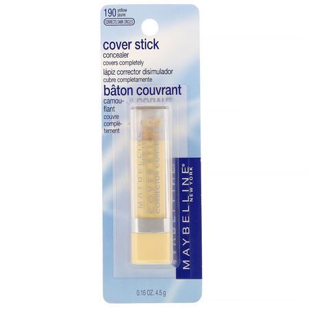 Concealer, Face, Makeup: Maybelline, Cover Stick Concealer, 190 Yellow, 0.16 oz (4.5 g)