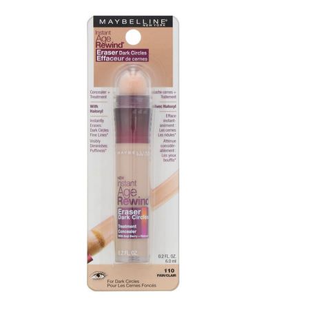 Concealer, Face, Makeup: Maybelline, Instant Age Rewind, Eraser Dark Circles Treatment Concealer, 110 Fair, 0.2 fl oz (6 ml)
