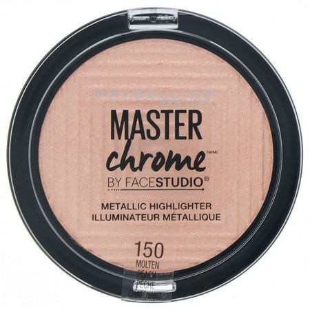 Markör, Ansikte, Smink: Maybelline, Master Chrome, Metallic Highlighter, Molten Peach 150, 0.19 oz (5.6 g)