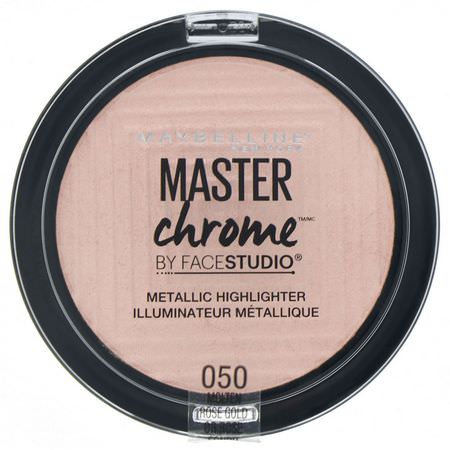 Markör, Ansikte, Smink: Maybelline, Master Chrome, Metallic Highlighter, Molten Rose Gold 050, 0.24 oz (6.7 g)