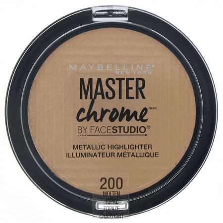 Markör, Ansikte, Smink: Maybelline, Master Chrome, Metallic Highlighter, Molten Topaz 200, 0.24 oz (6.7 g)
