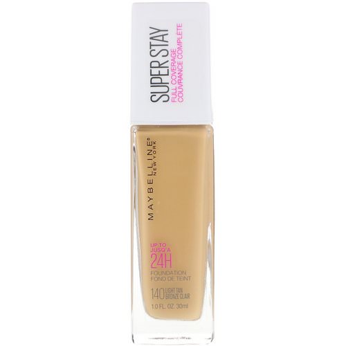 Maybelline, Super Stay, Full Coverage Foundation, 140 Light Tan, 1 fl oz (30 ml) Review