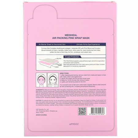 Anti-Aging Masks, K-Beauty Face Masks, Peels, Face Masks: Mediheal, Air Packing, Pink Wrap Mask, 5 Sheets, 0.67 fl. oz (20 ml) Each