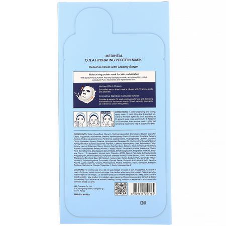 Hydrating Masks, K-Beauty Face Masks, Peels, Face Masks: Mediheal, D.N.A Hydrating Protein Mask, 5 Sheets, 0.84 fl oz (25 ml) Each