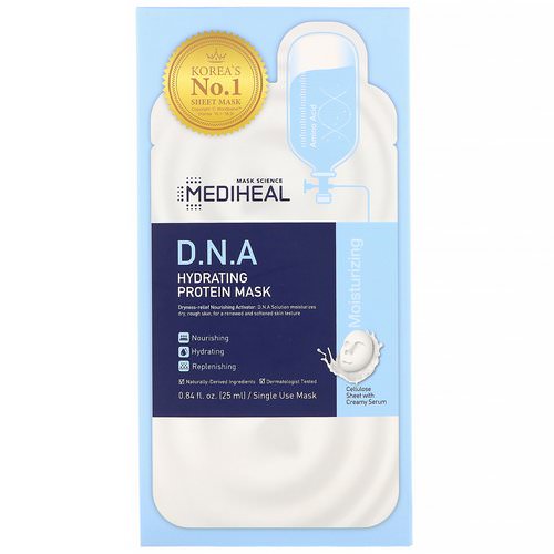 Mediheal, D.N.A Hydrating Protein Mask, 5 Sheets, 0.84 fl oz (25 ml) Each Review