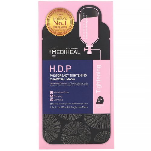 Mediheal, H.D.P, Photoready Tightening Charcoal Mask, 5 Sheets, 0.84 fl oz (25 ml) Each Review