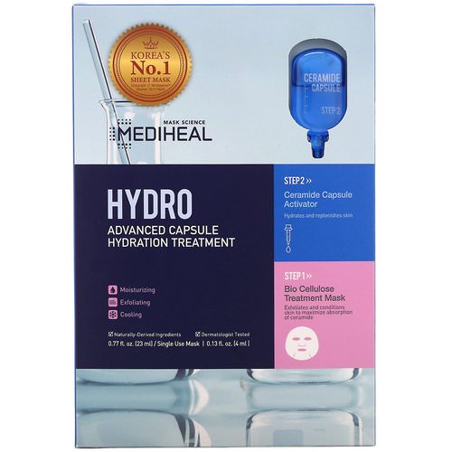 Mediheal, Hydro, Advanced Capsule Hydration Treatment Mask, 5 Sheets, 0.77 fl oz (23 ml) Each Review