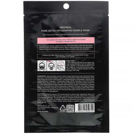 Fläck, Akne, Serum, Behandlingar: Mediheal, Pore Detox, Oxygenating Bubble Mask, 1 Sheet, 0.60 fl oz (18 ml)