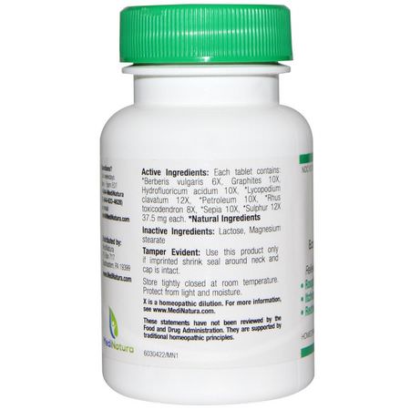 Kliande Hud, Torr, Hudbehandling, Homeopati: MediNatura, BHI, Skin Eczema Relief Tablets, 100 Tablets