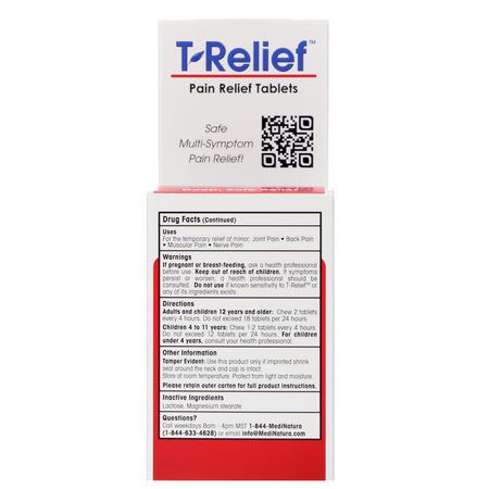 Smärtlindring, Första Hjälpen, Homeopati, Örter: MediNatura, T-Relief, Safe Relief, Pain Relief Tablets, 100 Tablets