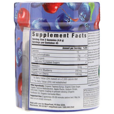 Melatonin, Sömn, Kosttillskott: MegaFood, Melatonin, Berry Good Sleep, Berry, 3 mg, 90 Gummies