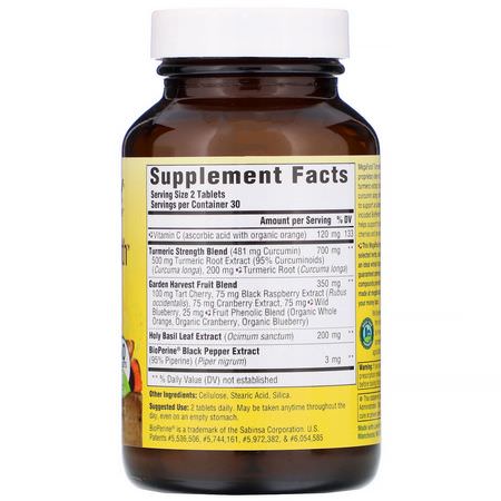 Curcumin, Gurkmeja, Antioxidanter, Kosttillskott: MegaFood, Turmeric Strength for Whole Body, 60 Tablets