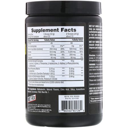 Bcaa, Aminosyror, Kosttillskott: MET-Rx, Amino-Fx Intra Workout Enhancer, Lemon Lime, 10.56 oz (299.37 g)