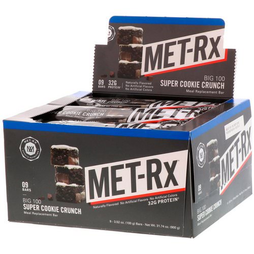MET-Rx, Big 100, Meal Replacement Bar, Super Cookie Crunch, 9 Bars, 3.52 oz (100 g) Each Review