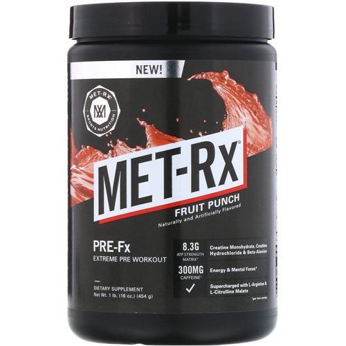 MET-Rx, Pre-Fx Extreme Pre Workout, Fruit Punch, 16 oz (454 g) Review