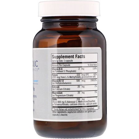 Tosylat, Sam-E, Kosttillskott: Metabolic Maintenance, SAMe Plus Cofactors, 200 mg, 60 Capsules