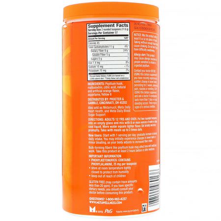 Psyllium Husk, Fiber, Digestion, Appetite Suppressant: Metamucil, Appetite Control Dietary Supplement, Powder, Orange Zest, 1.45 lbs (662 g)