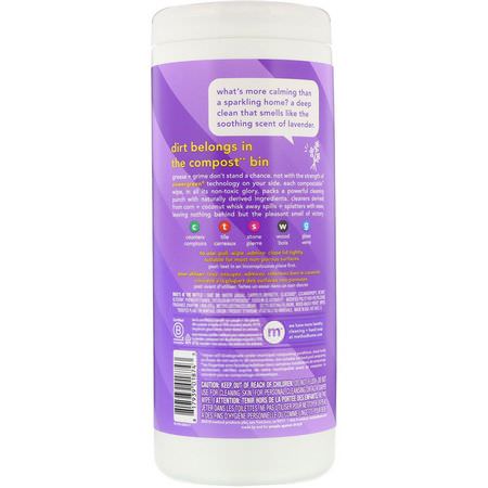 All-Purpose Rengöringsmedel, Hushåll, Städning, Hem: Method, All-Purpose, Naturally Derived Cleaning Wipes, French Lavender, 30 Wet Wipes