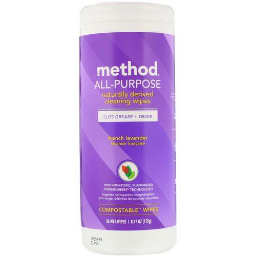 Method, All-Purpose, Naturally Derived Cleaning Wipes, French Lavender, 30 Wet Wipes Review