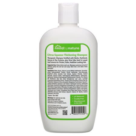 Schampo, Hårvård, Bad: Mild By Nature, Thickening B-Complex + Biotin Shampoo by Madre Labs, No Sulfates, Citrus Squeeze, 14 fl oz (414 ml)