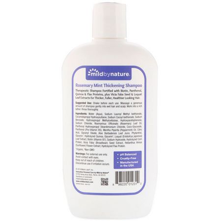 Schampo, Hårvård, Bad: Mild By Nature, Thickening B-Complex + Biotin Shampoo by Madre Labs, No Sulfates, Rosemary Mint, 14 fl oz (414 ml)