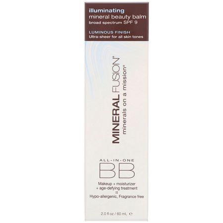 Bb - Cc Creams, Face, Makeup, Beauty: Mineral Fusion, Mineral Beauty Balm, SPF 9, Illuminating, 2.0 oz (60 ml)