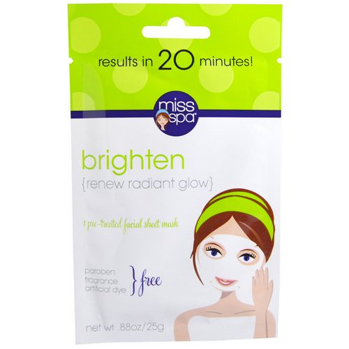 Miss Spa, Brighten, 1 Pre-Treated Facial Sheet Mask, 1 Mask Review