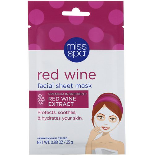 Miss Spa, Red Wine Facial Sheet Mask, 1 Mask Review