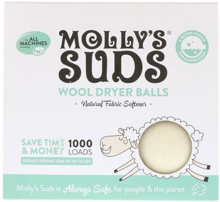 Torkning, Tygmjukgörare, Tvätt, Rengöring: Molly's Suds, Wool Dryer Balls, 3 Balls