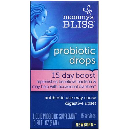 Probiotika För Barn, Hälsa, Barn, Baby: Mommy's Bliss, Probiotic Drops, 15 Day Boost, Newborn +, 0.20 fl oz (6 ml)