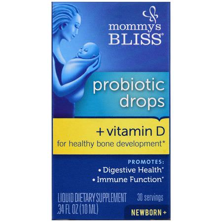 Probiotika För Barn, Hälsa, Barn, Baby: Mommy's Bliss, Probiotic Drops + Vitamin D, .34 fl oz (10 ml)
