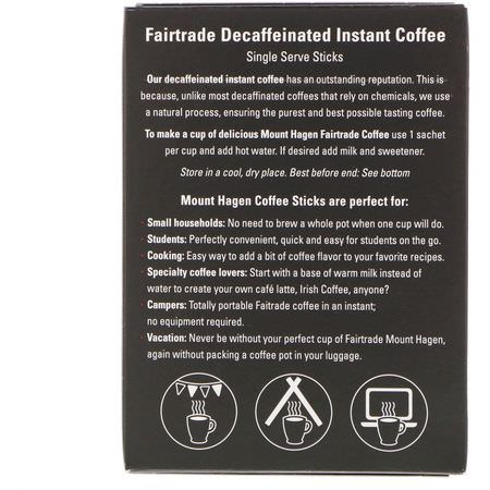 Snabbkaffe: Mount Hagen, Organic Fairtrade Decaffeinated Instant Coffee, 25 Single Serve Sticks, 1.76 oz (50 g)