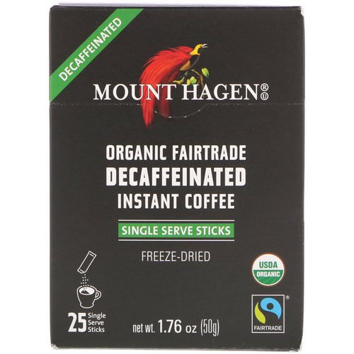 Mount Hagen, Organic Fairtrade Decaffeinated Instant Coffee, 25 Single Serve Sticks, 1.76 oz (50 g) Review
